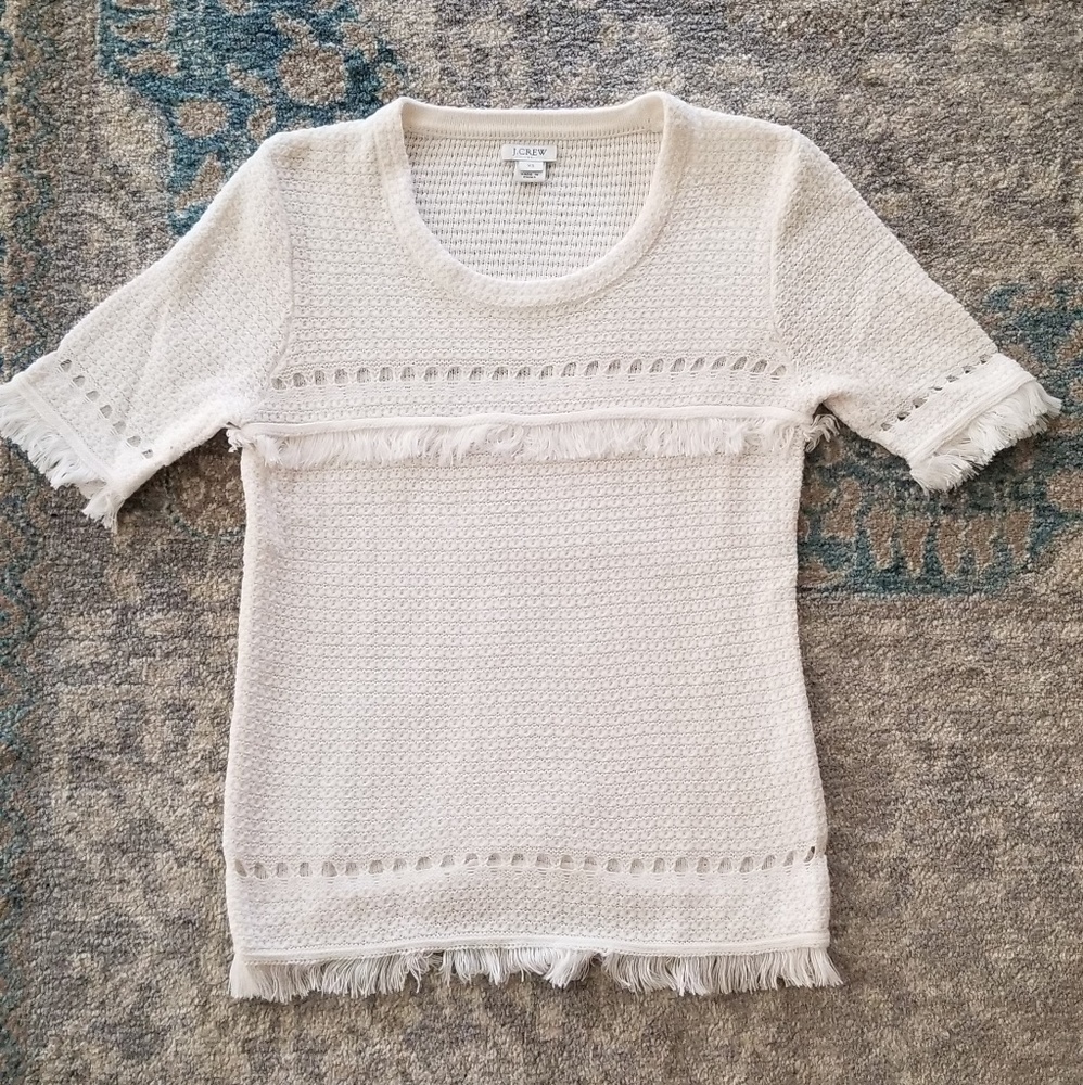 Short-sleeve Fringe Sweater